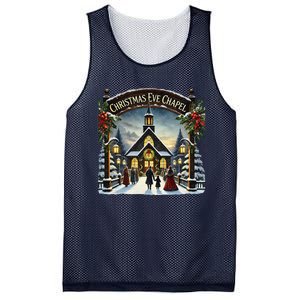 Christmas Eve Chapel Holiday Scene Mesh Reversible Basketball Jersey Tank