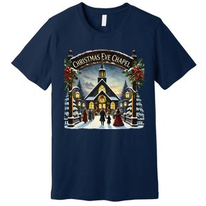 Christmas Eve Chapel Holiday Scene Premium T-Shirt