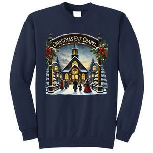 Christmas Eve Chapel Holiday Scene Tall Sweatshirt