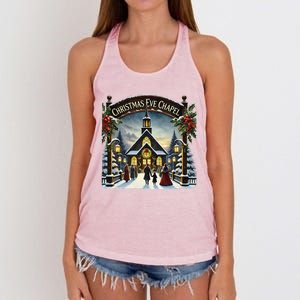 Christmas Eve Chapel Holiday Scene Women's Knotted Racerback Tank