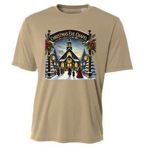 Christmas Eve Chapel Holiday Scene Cooling Performance Crew T-Shirt