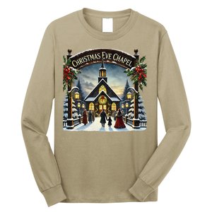 Christmas Eve Chapel Holiday Scene Long Sleeve Shirt