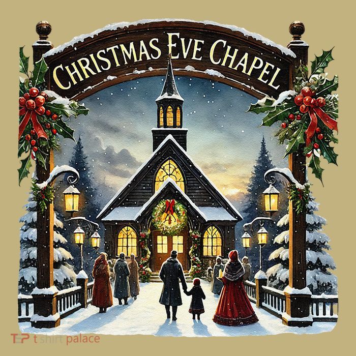 Christmas Eve Chapel Holiday Scene T-Shirt