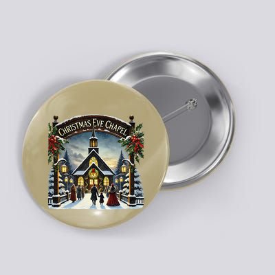 Christmas Eve Chapel Holiday Scene Button