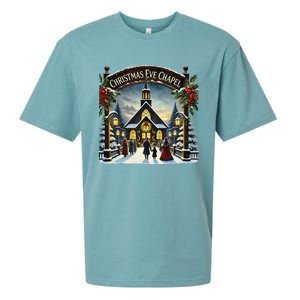 Christmas Eve Chapel Holiday Scene Sueded Cloud Jersey T-Shirt