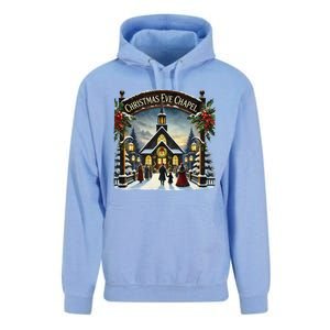 Christmas Eve Chapel Holiday Scene Unisex Surf Hoodie