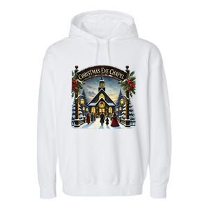 Christmas Eve Chapel Holiday Scene Garment-Dyed Fleece Hoodie