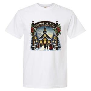 Christmas Eve Chapel Holiday Scene Garment-Dyed Heavyweight T-Shirt