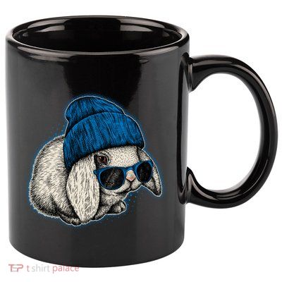 Cute Easter Cool Blue Bunny Rabbit 11oz C Handle Ceramic Mug