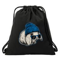 Cute Easter Cool Blue Bunny Rabbit Drawstring Bag