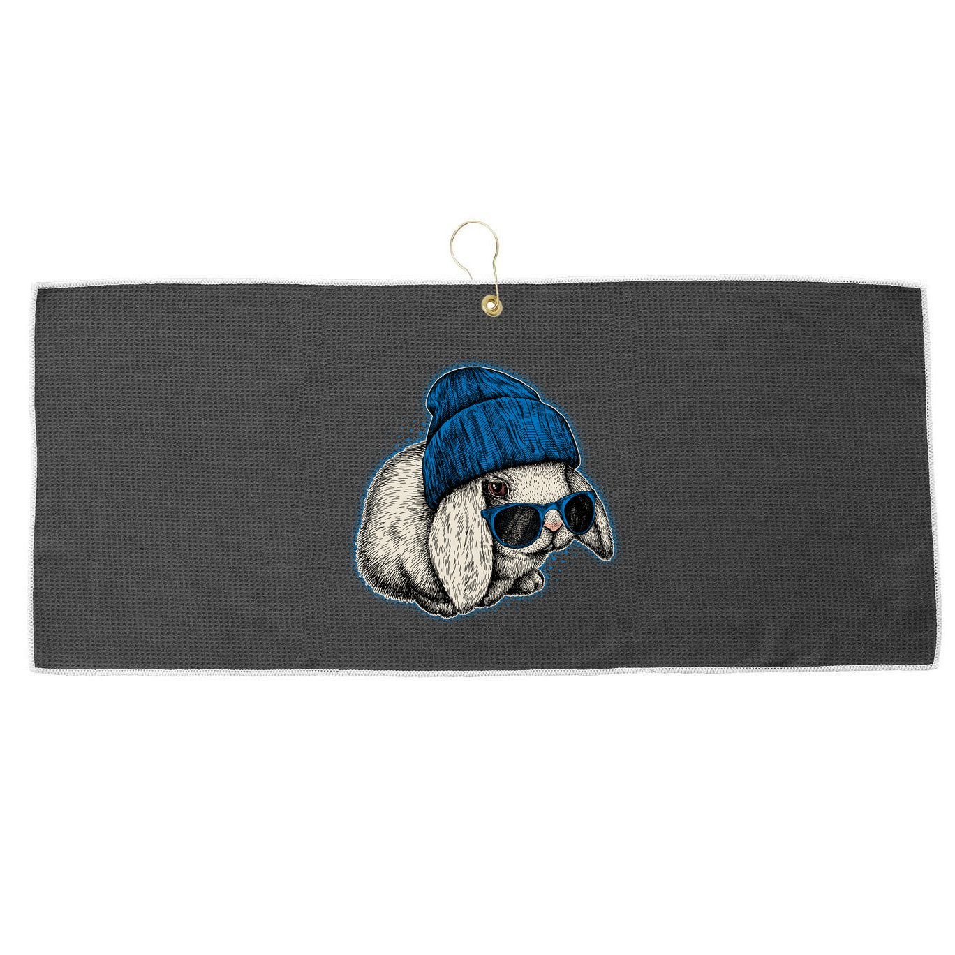 Cute Easter Cool Blue Bunny Rabbit Large Microfiber Waffle Golf Towel