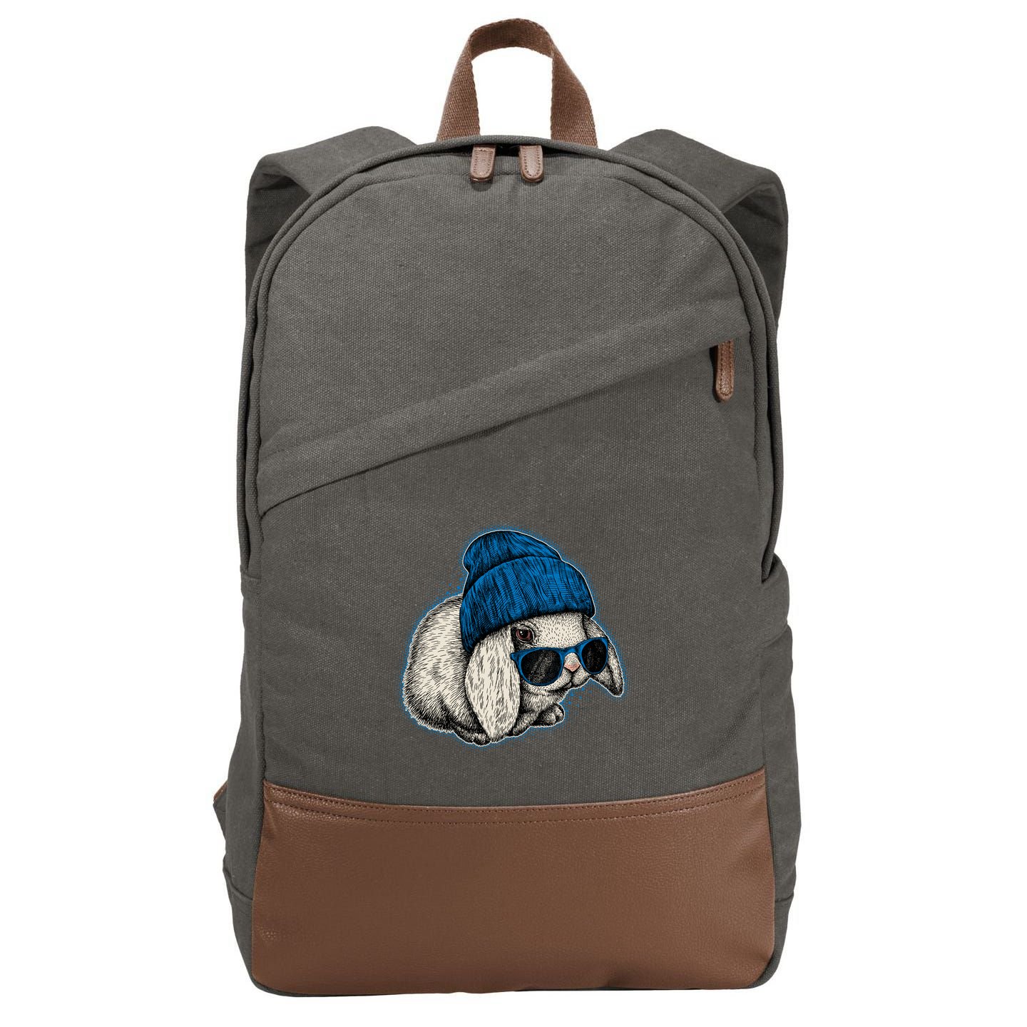 Cute Easter Cool Blue Bunny Rabbit Cotton Canvas Backpack