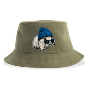 Cute Easter Cool Blue Bunny Rabbit Sustainable Bucket Hat