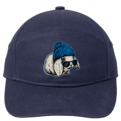 Cute Easter Cool Blue Bunny Rabbit 7-Panel Snapback Hat