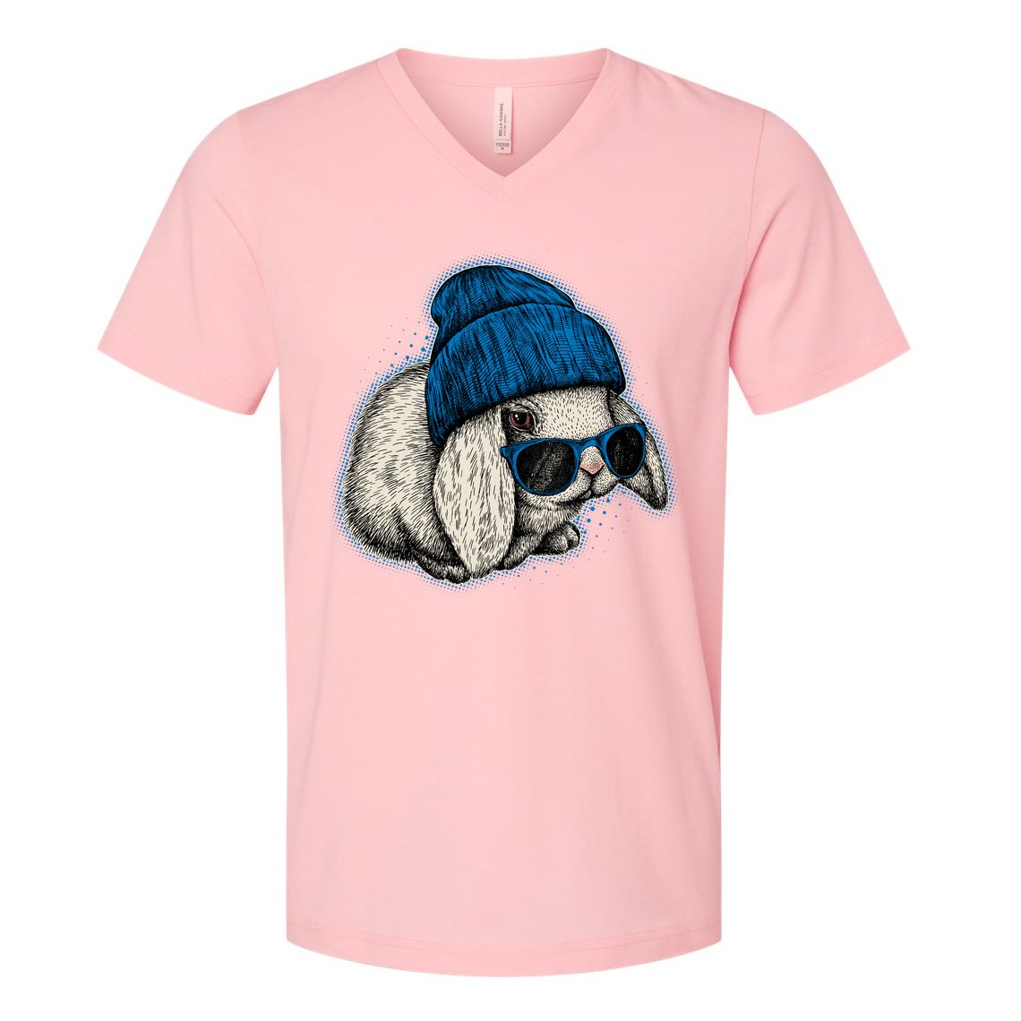 Cute Easter Cool Blue Bunny Rabbit V-Neck T-Shirt