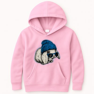 Cute Easter Cool Blue Bunny Rabbit Kids Hoodie