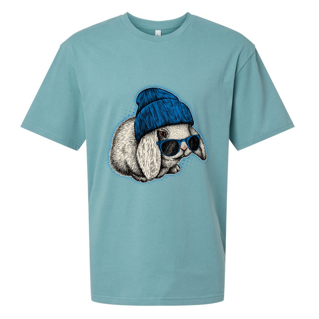 Cute Easter Cool Blue Bunny Rabbit Sueded Cloud Jersey T-Shirt