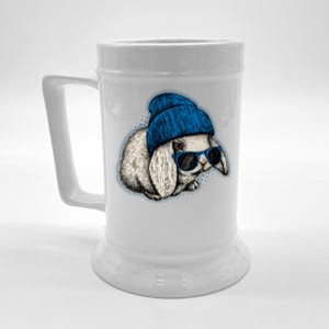 Cute Easter Cool Blue Bunny Rabbit Beer Stein