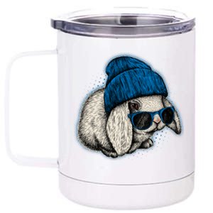 Cute Easter Cool Blue Bunny Rabbit 12 oz Stainless Steel Tumbler Cup