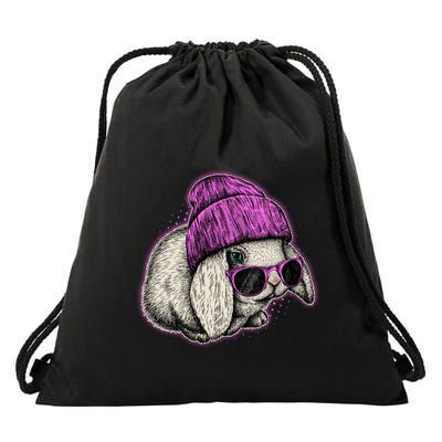 Cute Easter Cool Pink Bunny Rabbit Drawstring Bag
