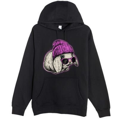 Cute Easter Cool Pink Bunny Rabbit Premium Pullover Hoodie