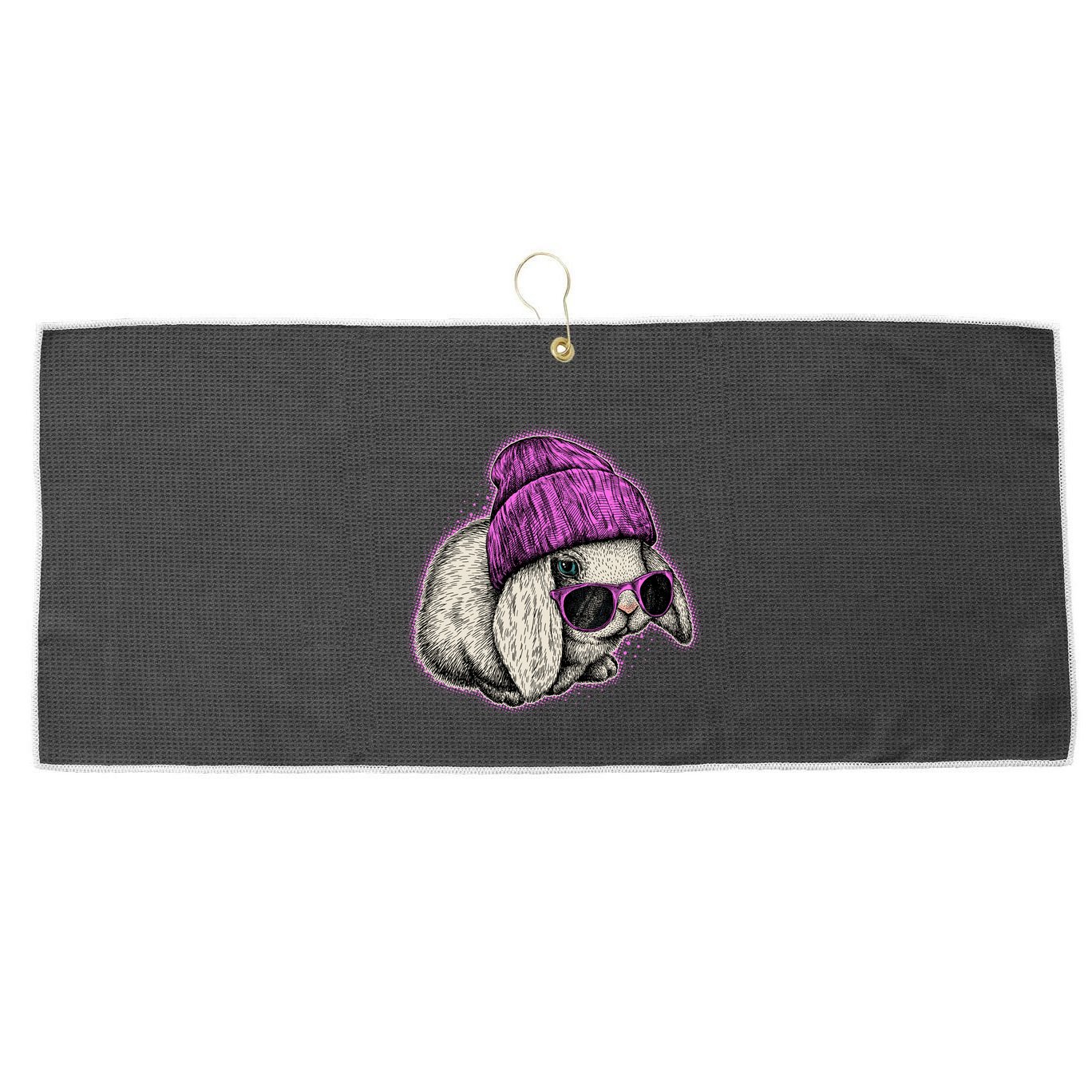 Cute Easter Cool Pink Bunny Rabbit Large Microfiber Waffle Golf Towel