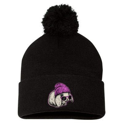 Cute Easter Cool Pink Bunny Rabbit Pom Pom 12in Knit Beanie