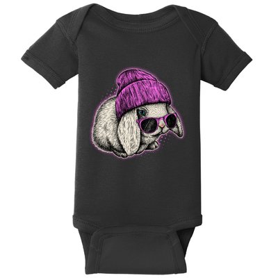Cute Easter Cool Pink Bunny Rabbit Baby Bodysuit