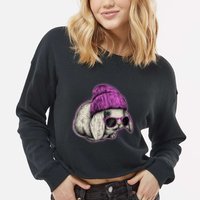 Cute Easter Cool Pink Bunny Rabbit Cropped Pullover Crew