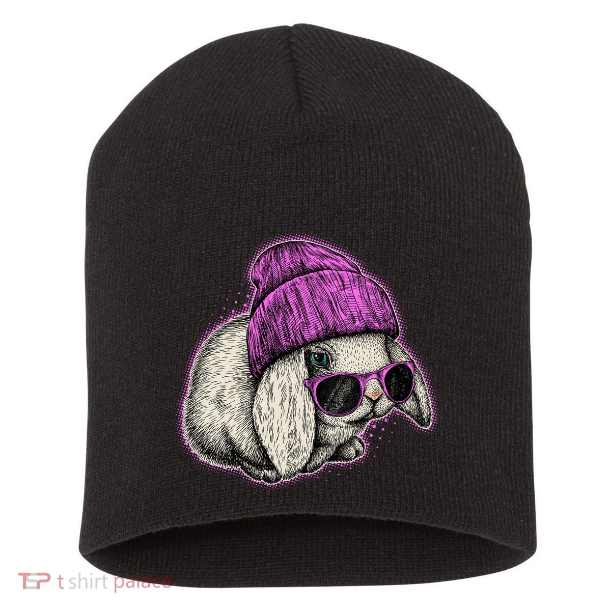 Cute Easter Cool Pink Bunny Rabbit Short Acrylic Beanie