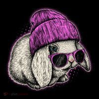 Cute Easter Cool Pink Bunny Rabbit Short Acrylic Beanie