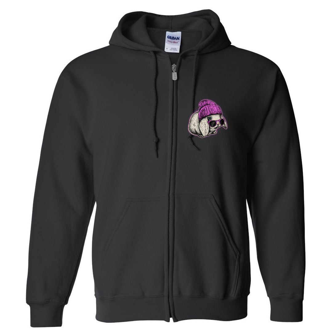 Cute Easter Cool Pink Bunny Rabbit Full Zip Hoodie