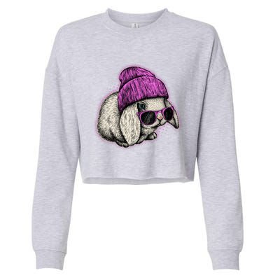 Cute Easter Cool Pink Bunny Rabbit Cropped Pullover Crew