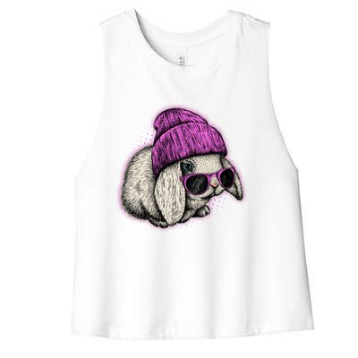 Cute Easter Cool Pink Bunny Rabbit Women's Racerback Cropped Tank