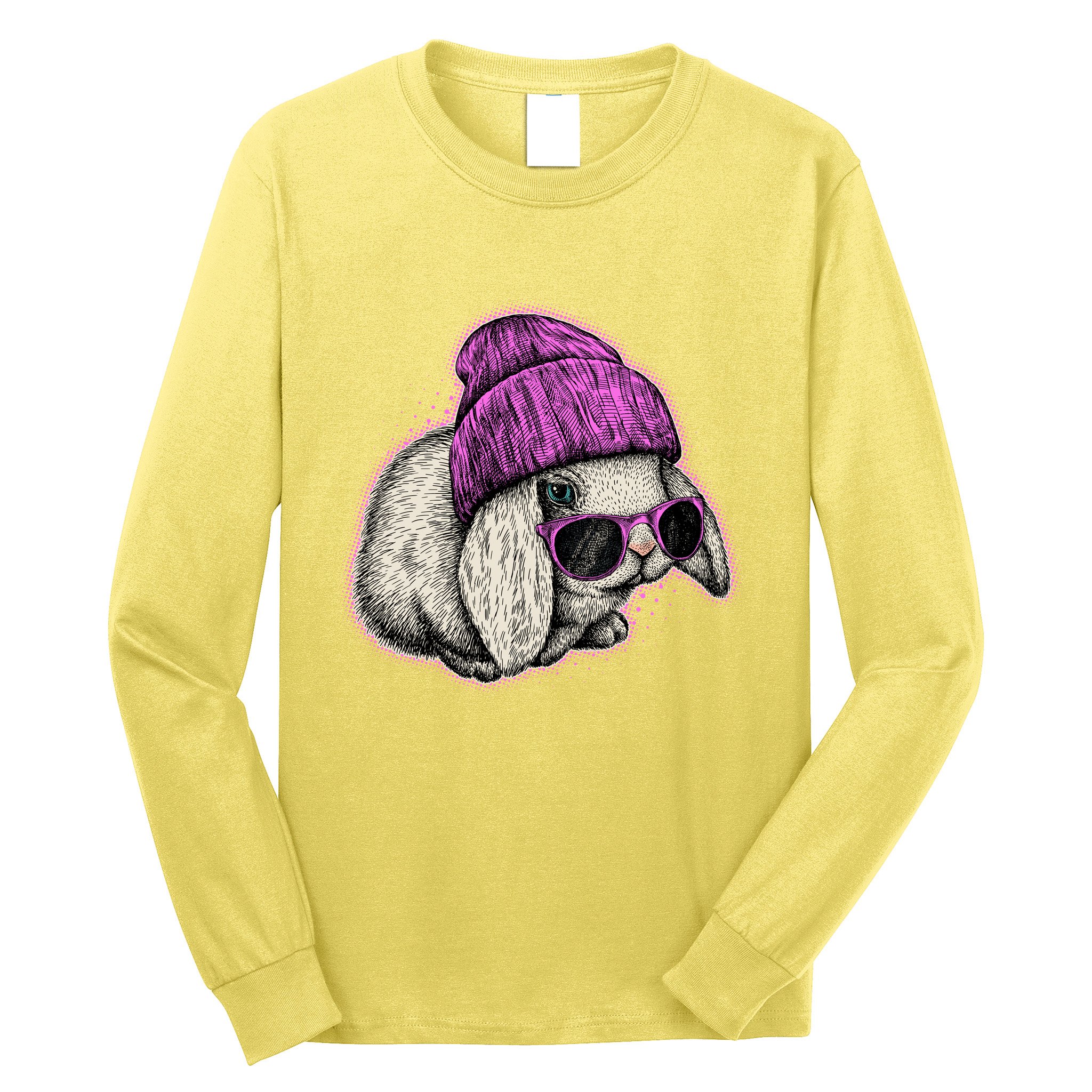Cute Easter Cool Pink Bunny Rabbit Long Sleeve Shirt
