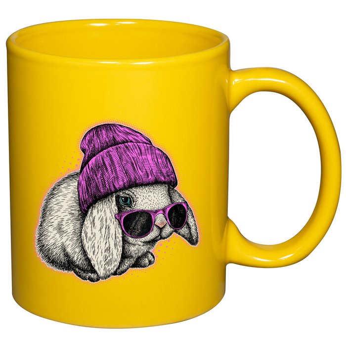 Cute Easter Cool Pink Bunny Rabbit 11oz C Handle Ceramic Mug