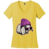 Cute Easter Cool Pink Bunny Rabbit Women's V-Neck T-Shirt