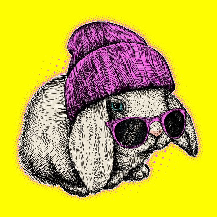 Cute Easter Cool Pink Bunny Rabbit Women's V-Neck T-Shirt