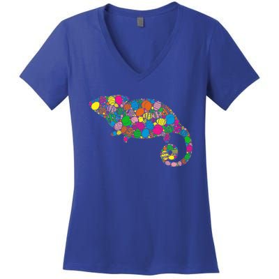 Colorful Egg Chameleon Gift Gift Easter Day Gift Women's V-Neck T-Shirt