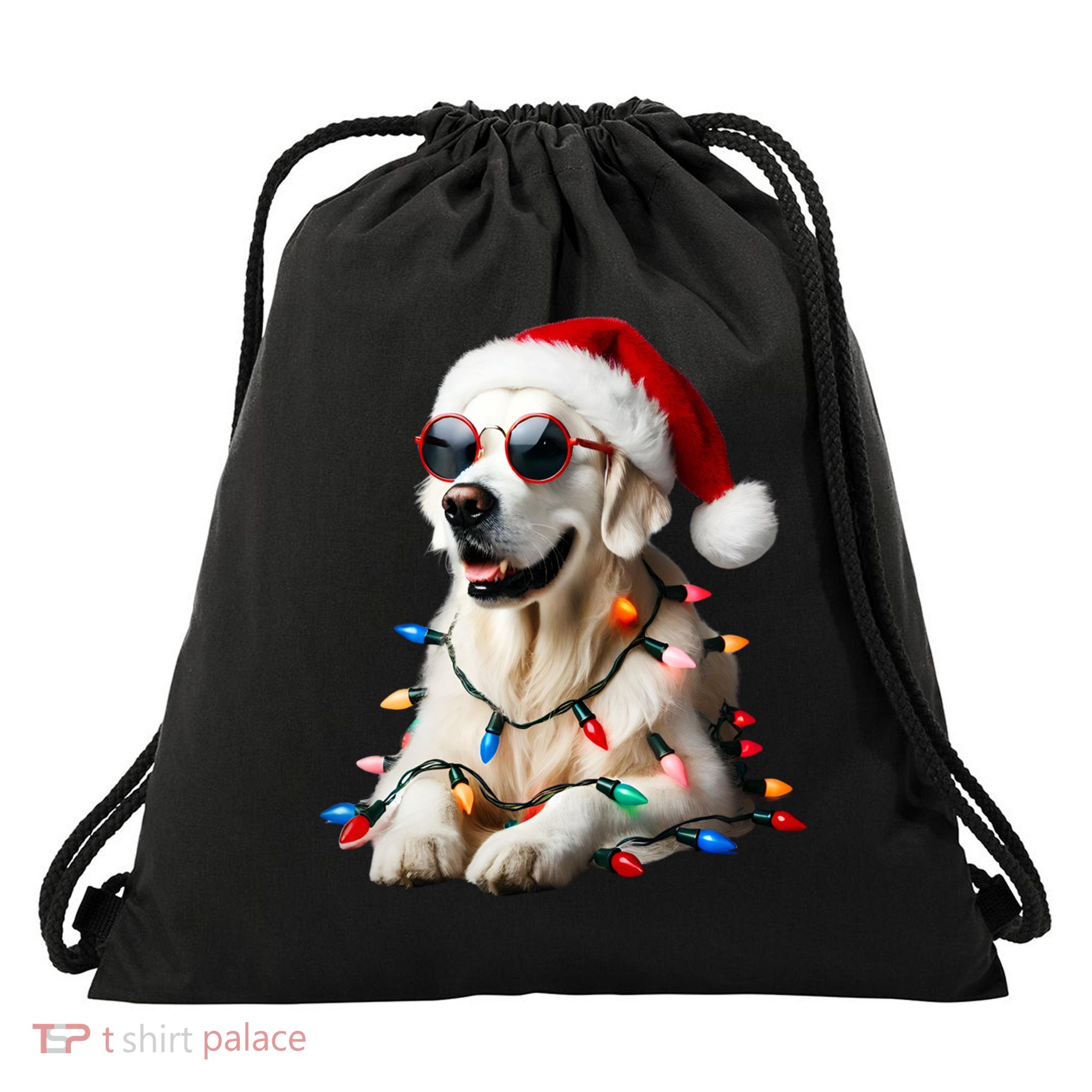 Christmas English Cream Golden Retriever Mom Dog Puppy Xmas Cool Gift Drawstring Bag