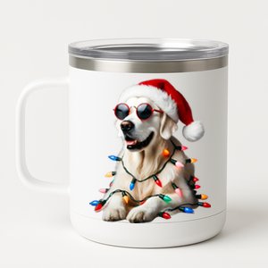 Christmas English Cream Golden Retriever Mom Dog Puppy Xmas Cool Gift 12 oz Stainless Steel Tumbler Cup