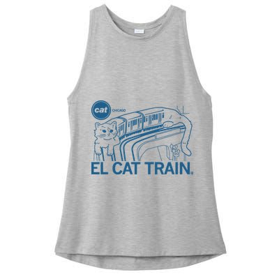Chicago El Cat Train Ladies PosiCharge Tri-Blend Wicking Tank