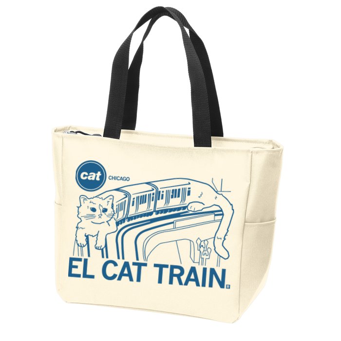 Chicago El Cat Train Zip Tote Bag