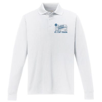 Chicago El Cat Train Performance Long Sleeve Polo