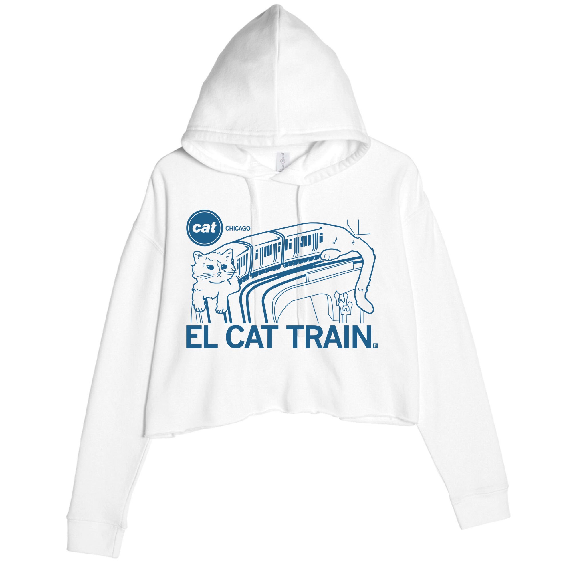 Chicago El Cat Train Crop Fleece Hoodie