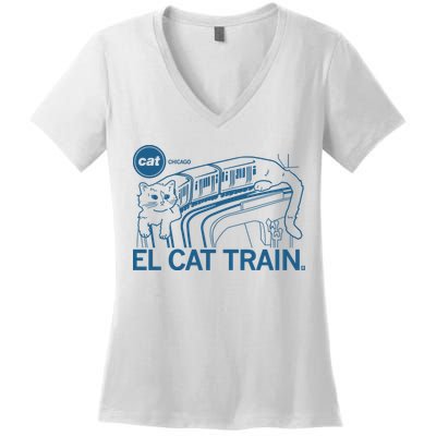 Chicago El Cat Train Women's V-Neck T-Shirt