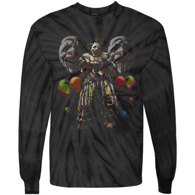 Creepy Evil Clown Balloons Horror Scary Halloween Costume Tie-Dye Long Sleeve Shirt