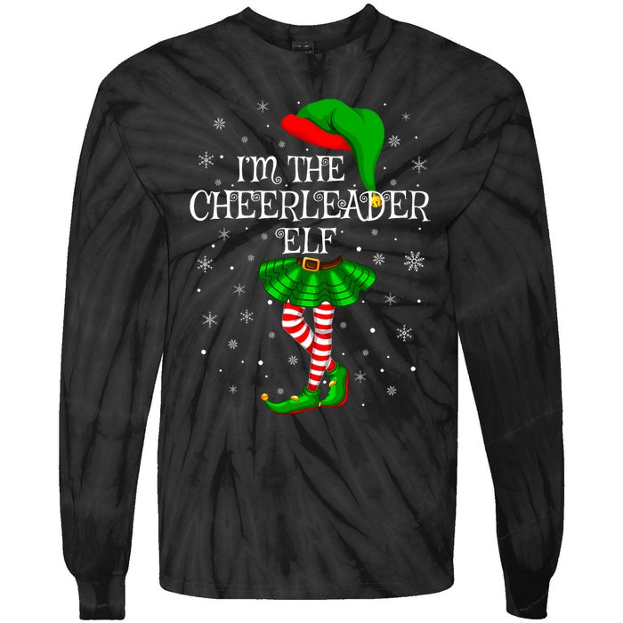 Cheerleader Elf Christmas Matching Family Elf Tie-Dye Long Sleeve Shirt