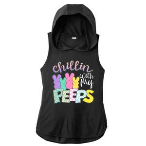 Cute Easter Chillin With My Peeps Candy Bunnies Ladies PosiCharge Tri-Blend Wicking Draft Hoodie Tank