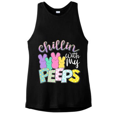 Cute Easter Chillin With My Peeps Candy Bunnies Ladies PosiCharge Tri-Blend Wicking Tank